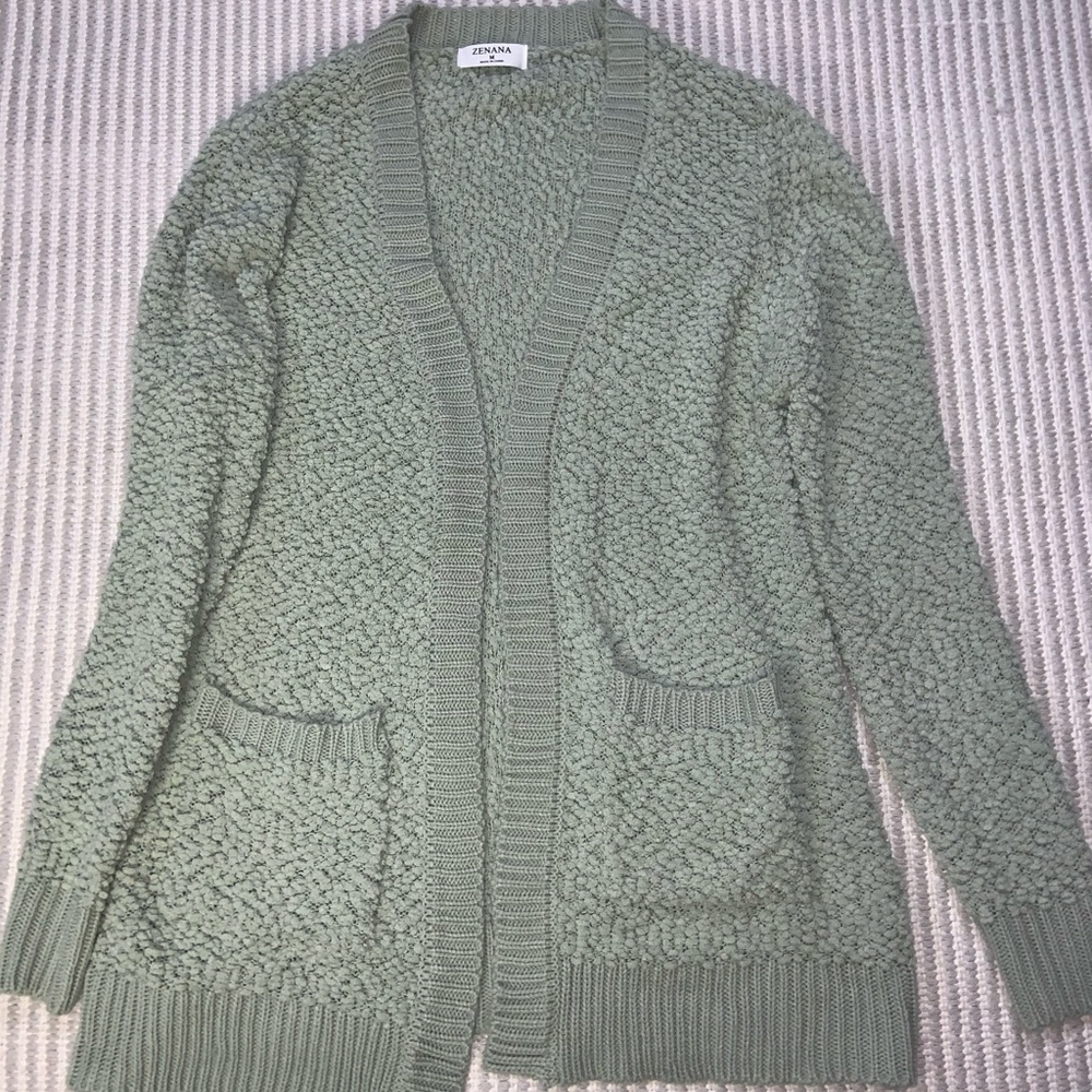 Fluffy sage cardigan